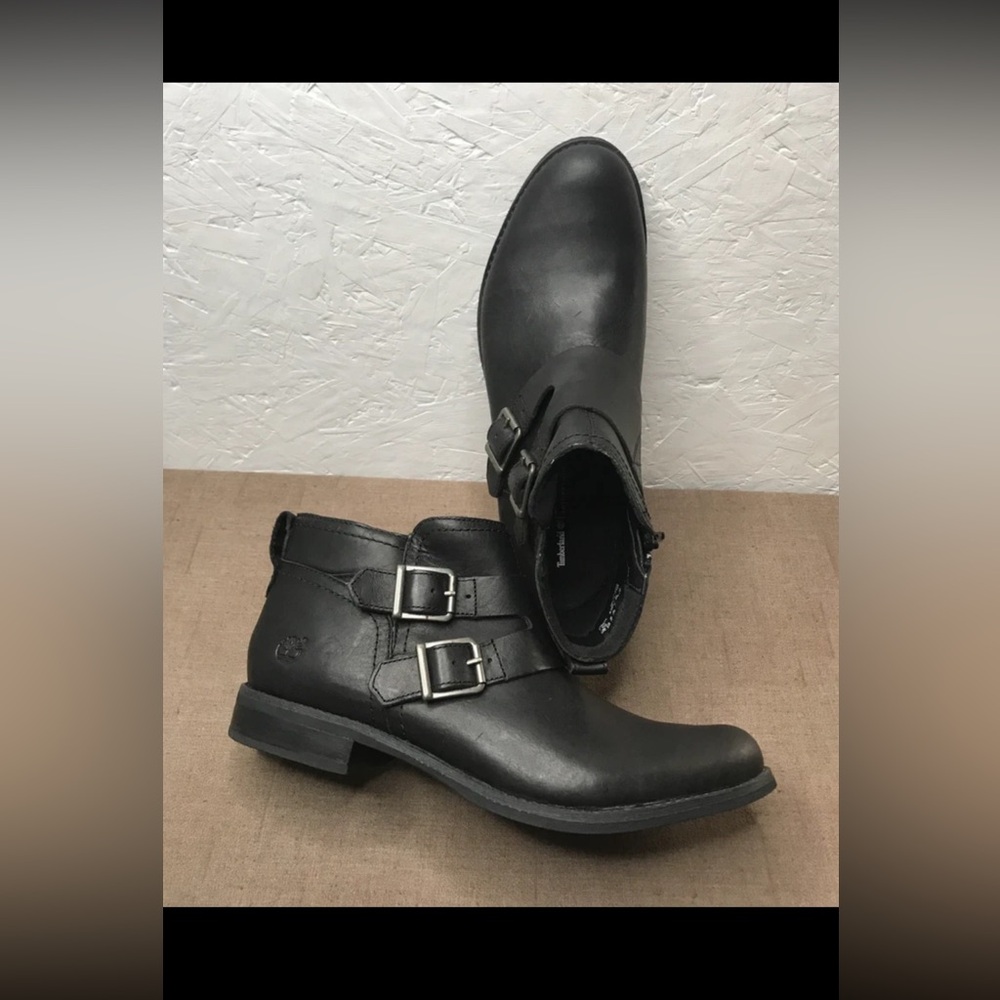 Timberland Savin Hill Women's Ankle Boots Double Buckle Black Leather Size 11